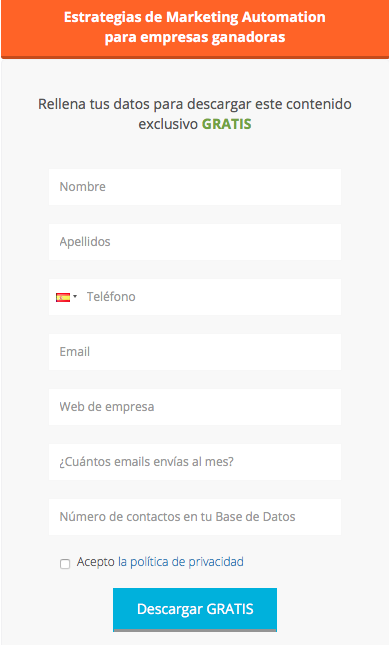 formulario marketing automation para empresas