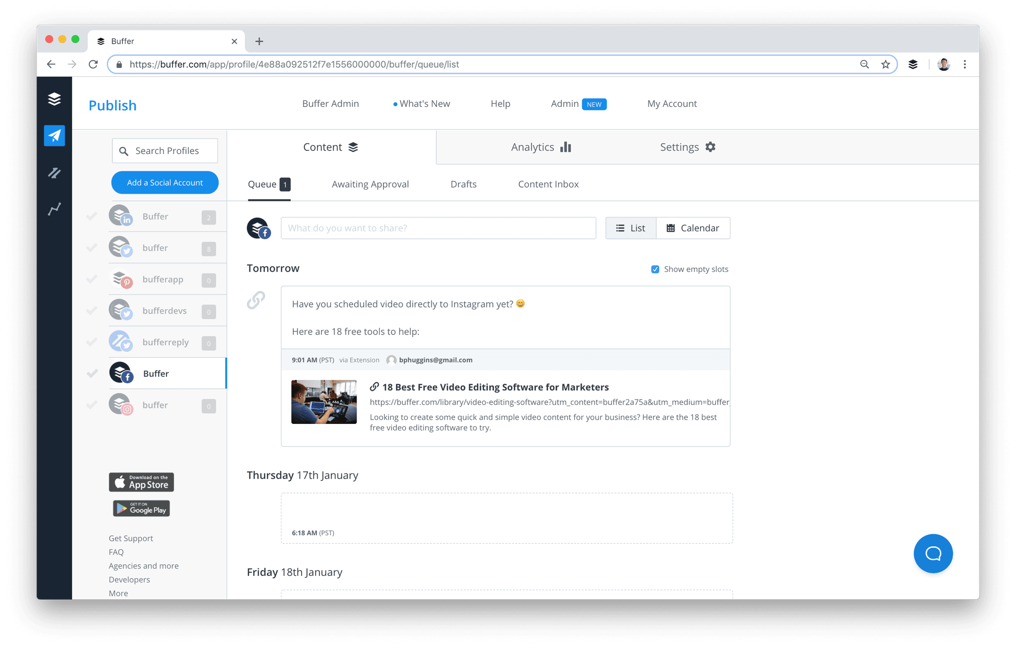 herramientas de Social Media buffer