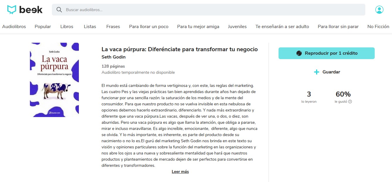 Los mejores audiolibros sobre marketing en español: La vaca púrpura