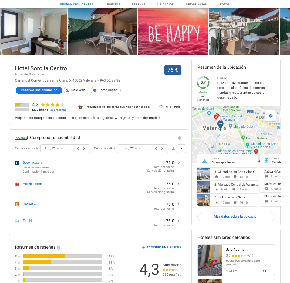 Google Hotel Ads precios
