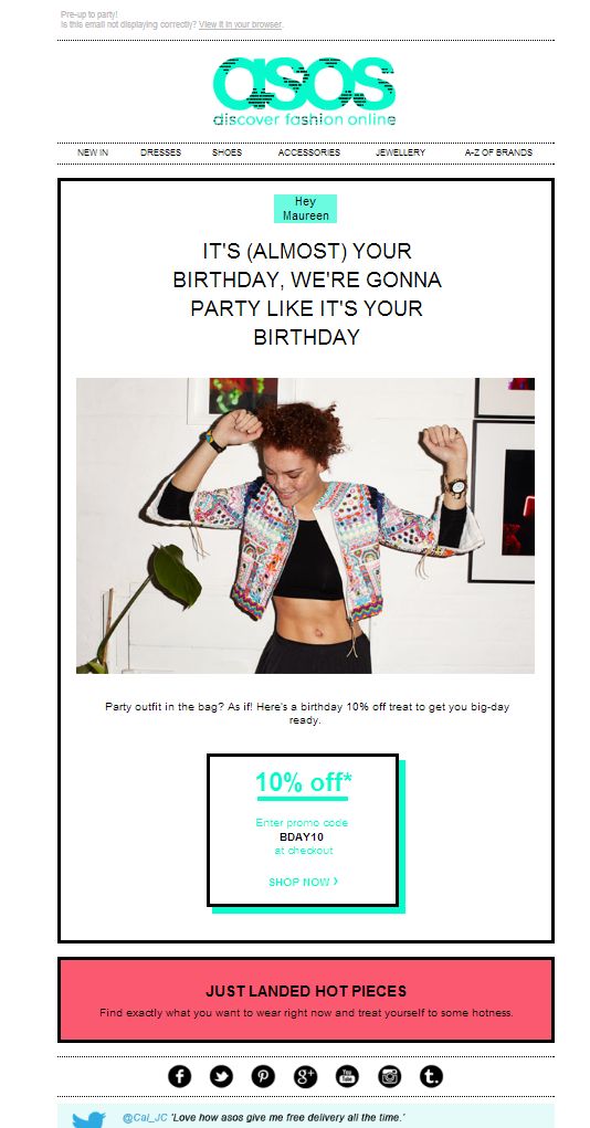 Correo de oferta por cumpleaños