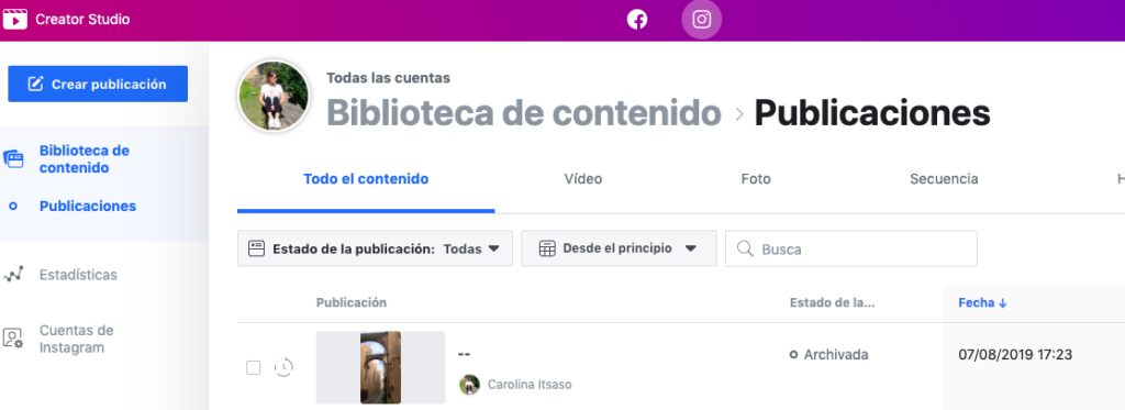 programar contenidos en Instagram con Creator Studio