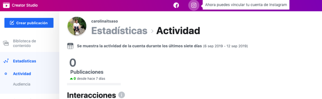 estadísticas creator studio