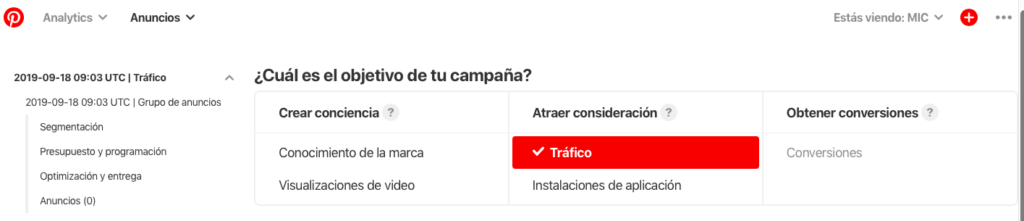Publicidad en Pinterest