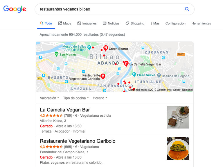posicionar a un restaurante en la primera página de Google