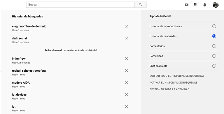 opciones de privacidad en Google