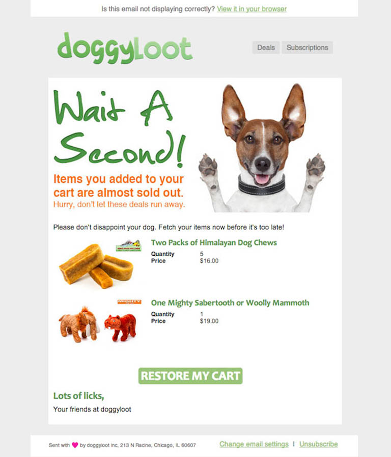 Email automático para recuperar carrito abandonado