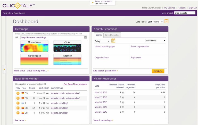 herramientas de tracking en marketing: Click Tale