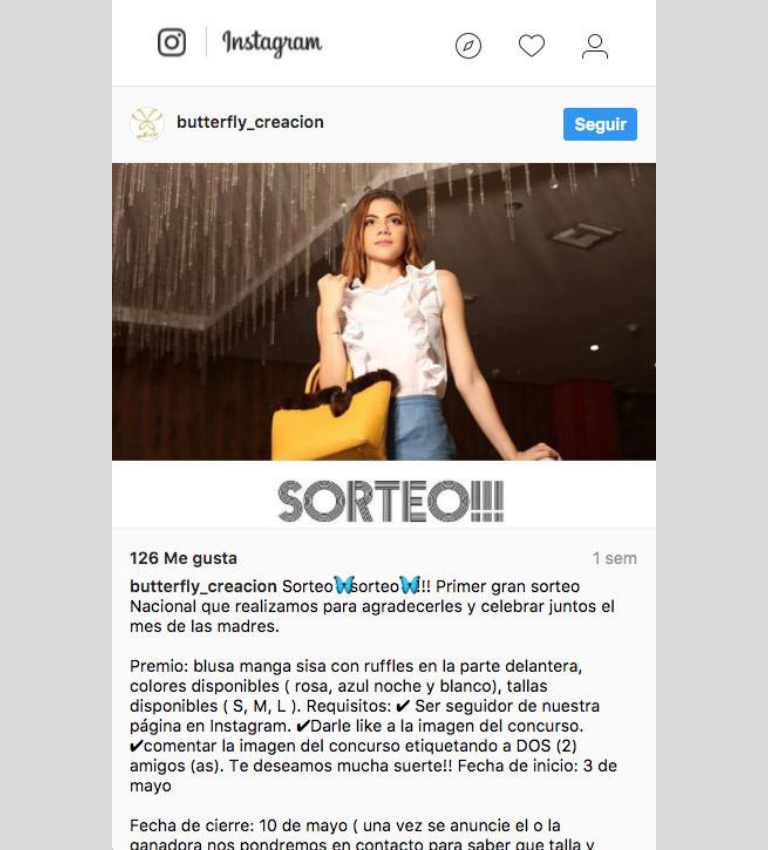 Sorteo en Instagram