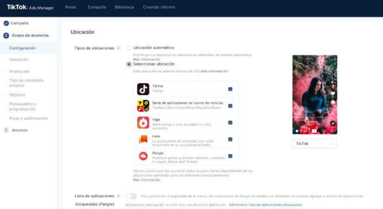Tik Tok configuración