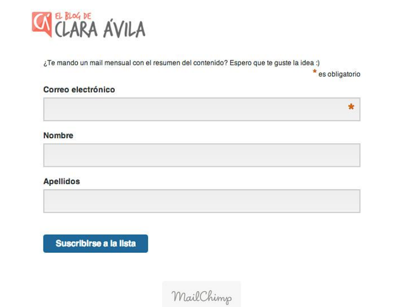 Suscripción a través de formularios