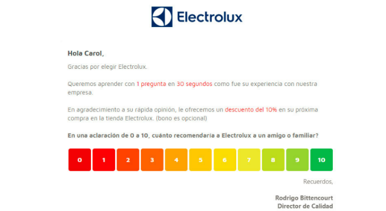 Encuesta de satisfacción de Electrolux