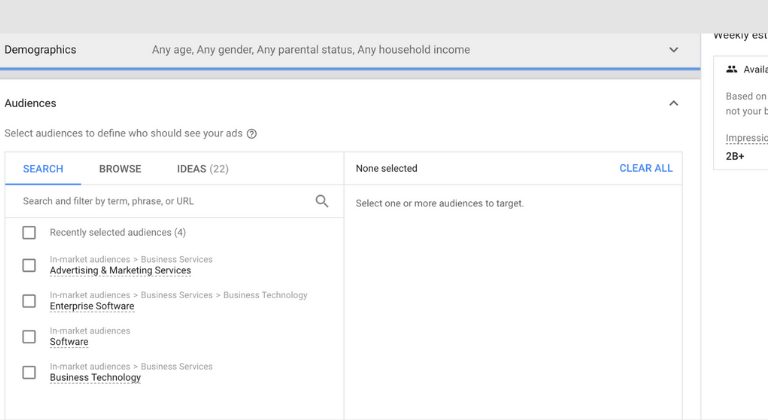 Público objetivo de campaña