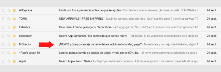 Asuntos de email