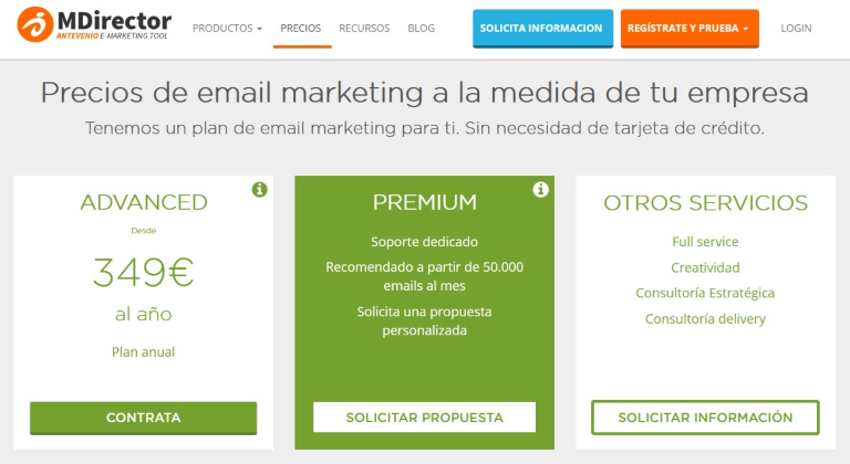 Tipos de suscripción de MDirector