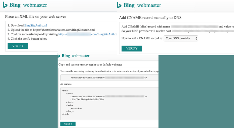 Verificaciones de Bing
