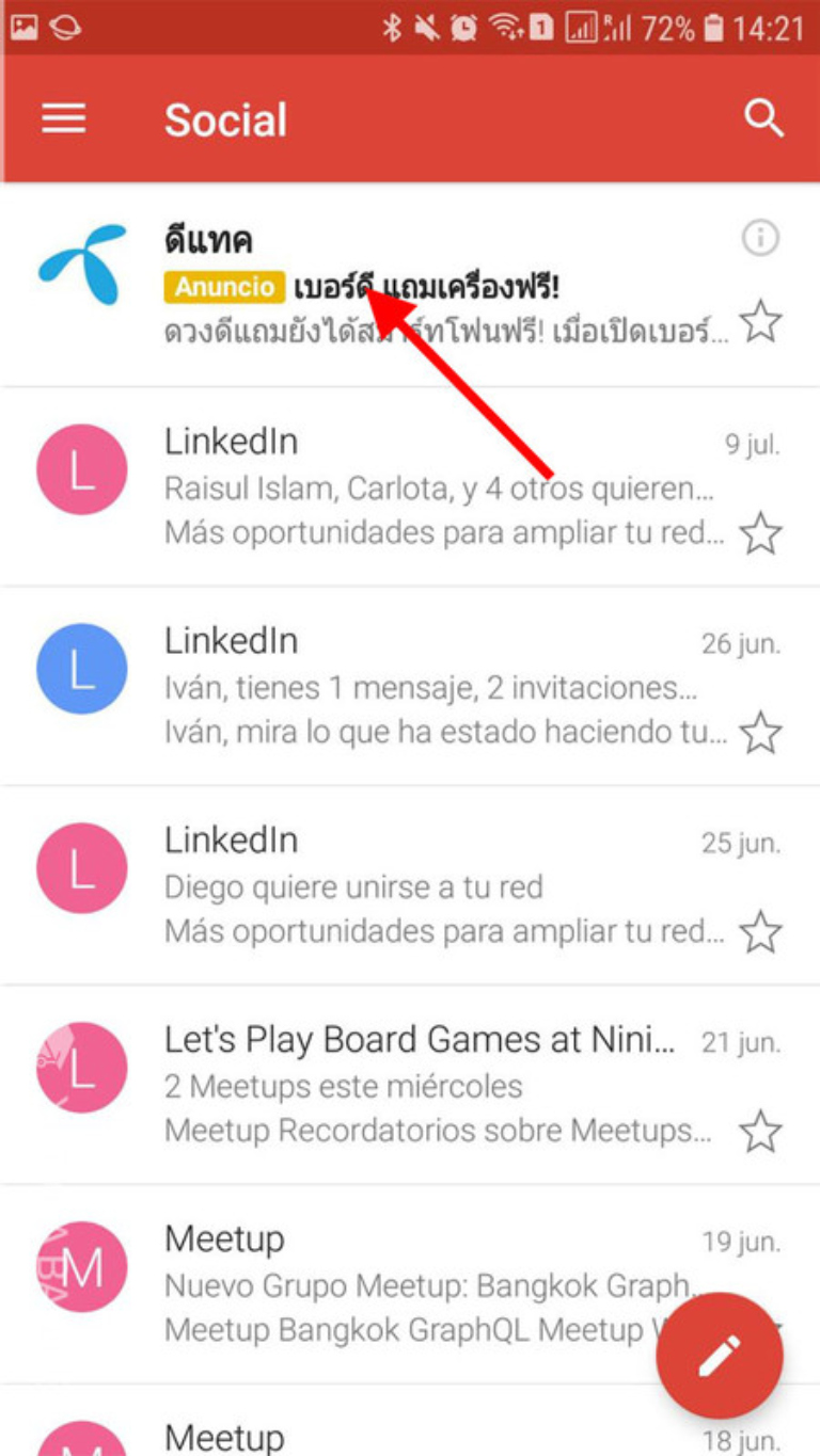 Anuncio de correo