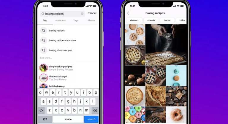 Búsqueda por palabras clave en Instagram