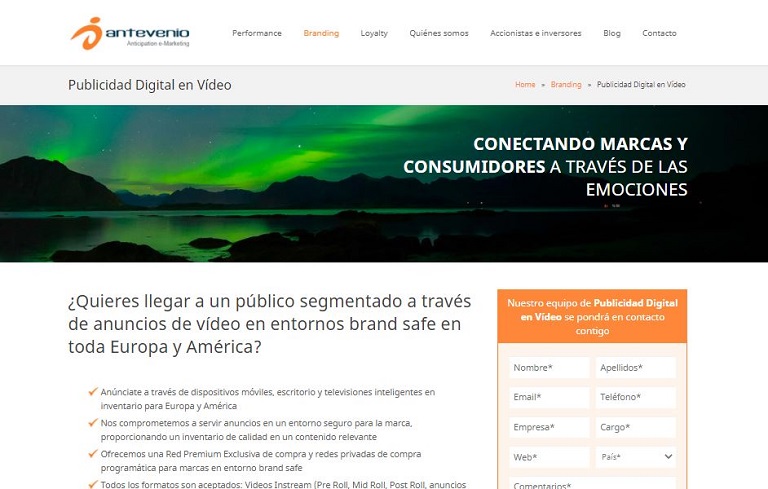 Publicidad digital en vídeo de Antevenio
