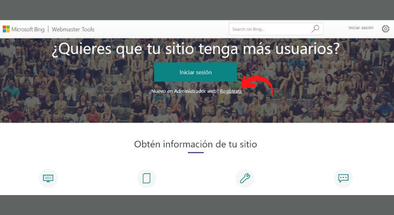 Regístrate en WMT de Bing