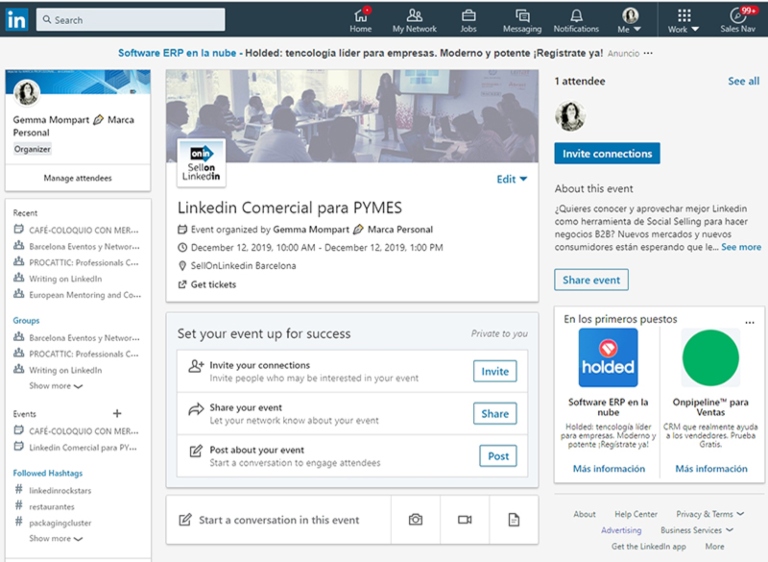 Anuncios en eventos de LinkedIn