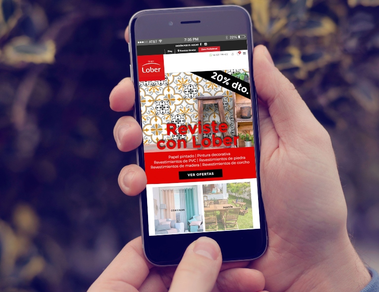 Versión móvil de una tienda online: CTA