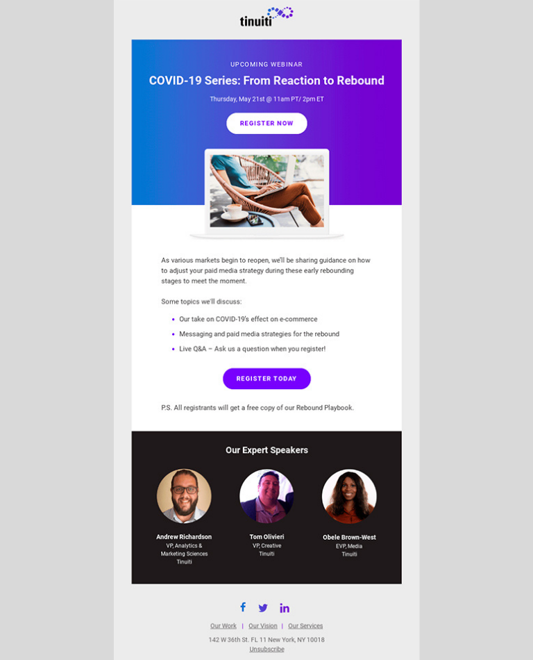 Newsletter para webinar