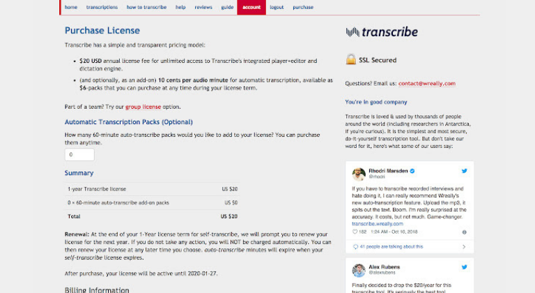 Extensiones de Chrome para marketing digital: Transcribe