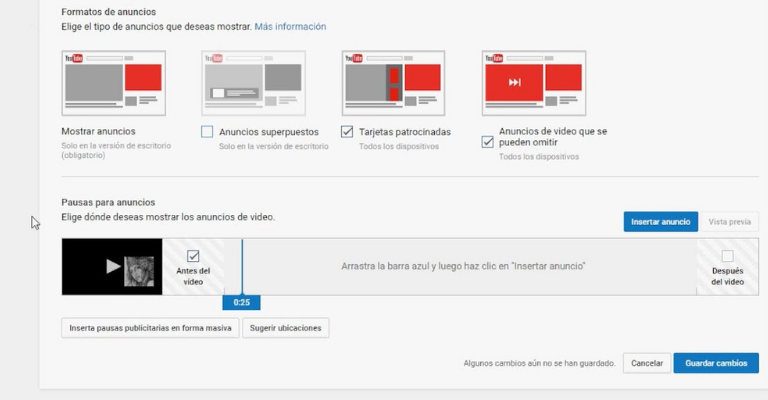 Tipos de anuncios de Youtube