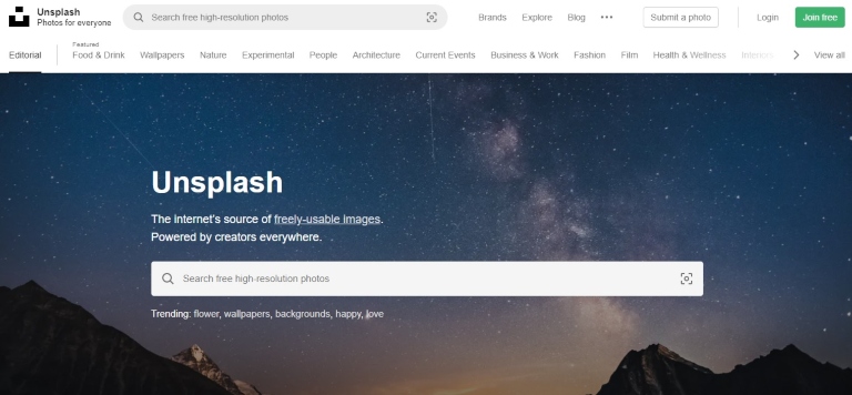 Unsplash banco de imágenes gratuitas