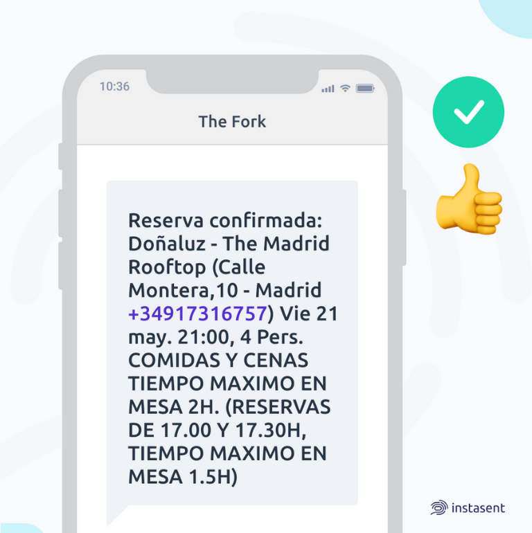 Recordatorio de reserva en el restaurante