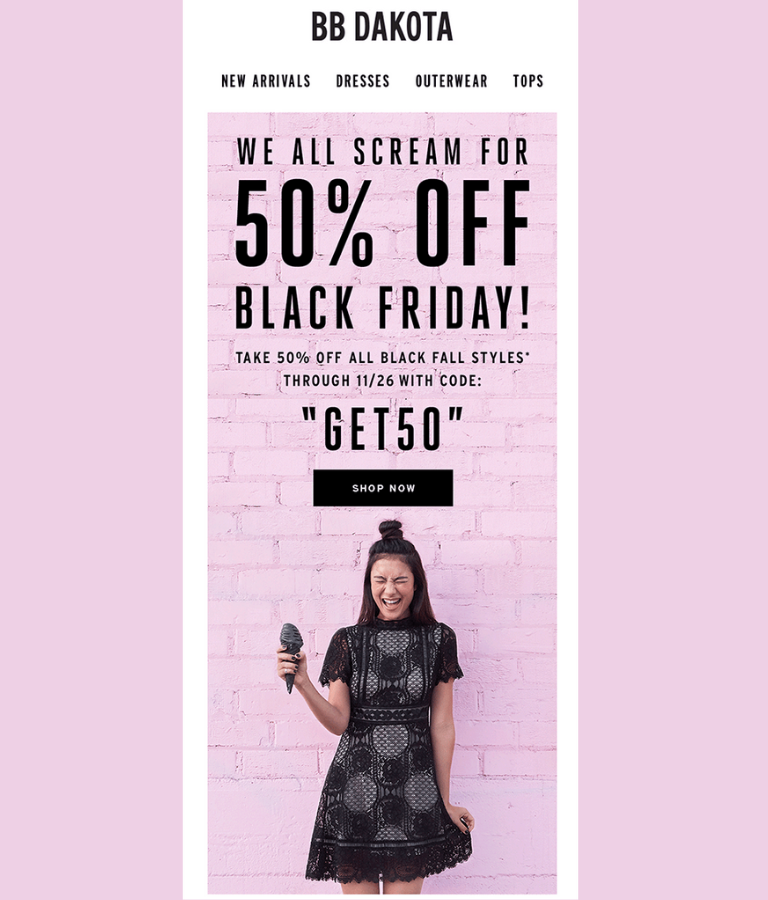 Ejemplos campañas Black Friday: BB Dakota