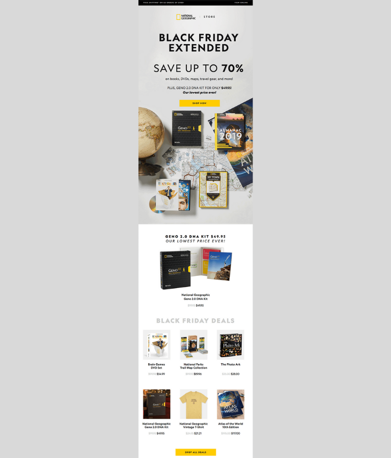 Ejemplos campañas Black Friday: National Geographic
