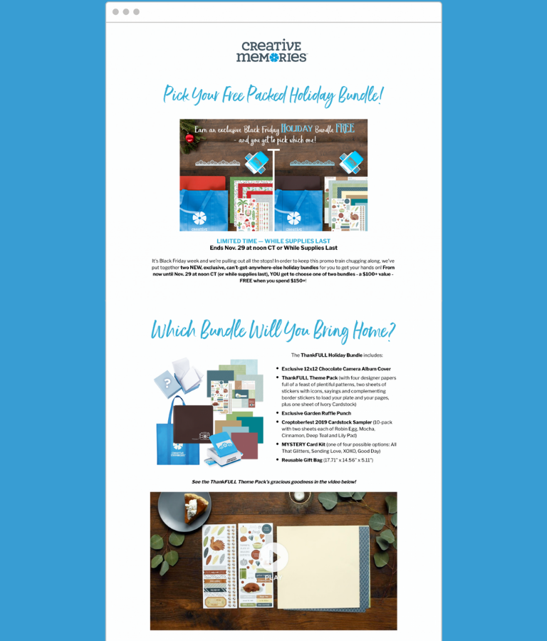 Landing page de Black Friday: descripción del paquete