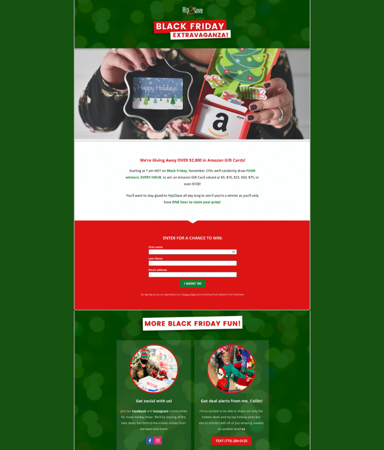 Landing page de Black Friday: tarjetas de regalo