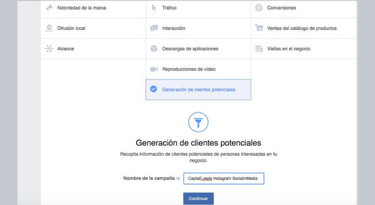 Opción de generación de leads