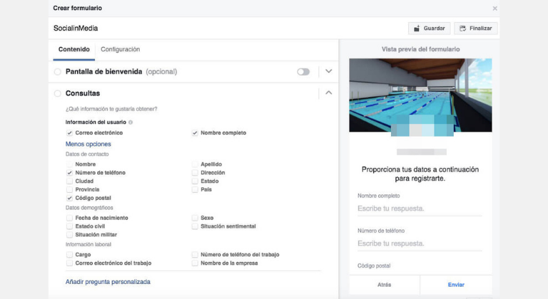 Formulario del anuncio