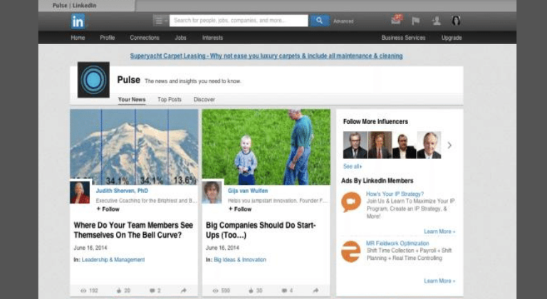 Define los contenidos de Linkedin Pulse