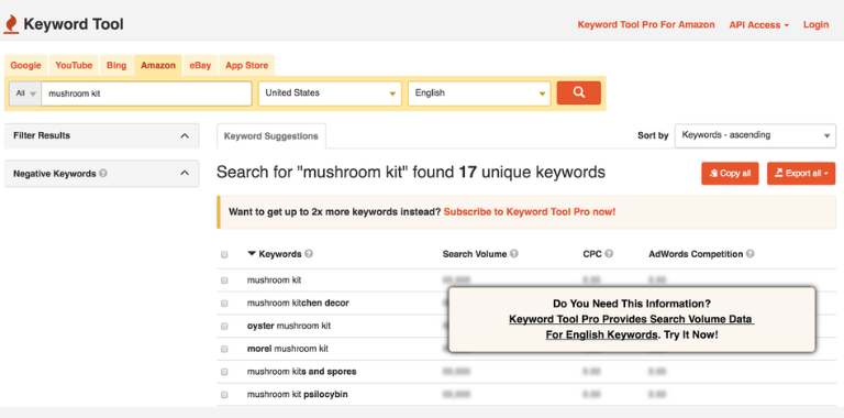 Errores en Amazon Ads: no hacer investigación de palabras clave
