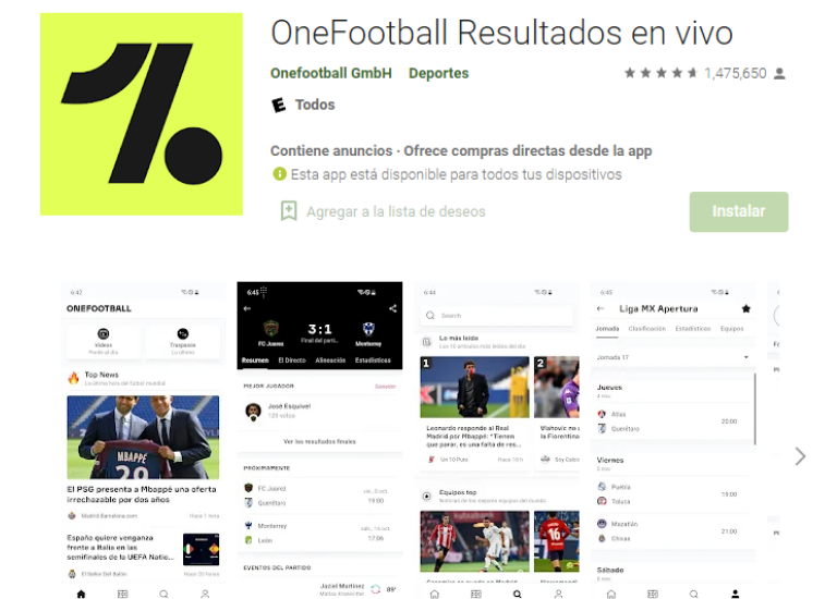 Palabras clave en la app
