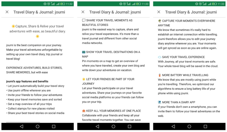 Mejorar la descripción de la aplicación de viajes